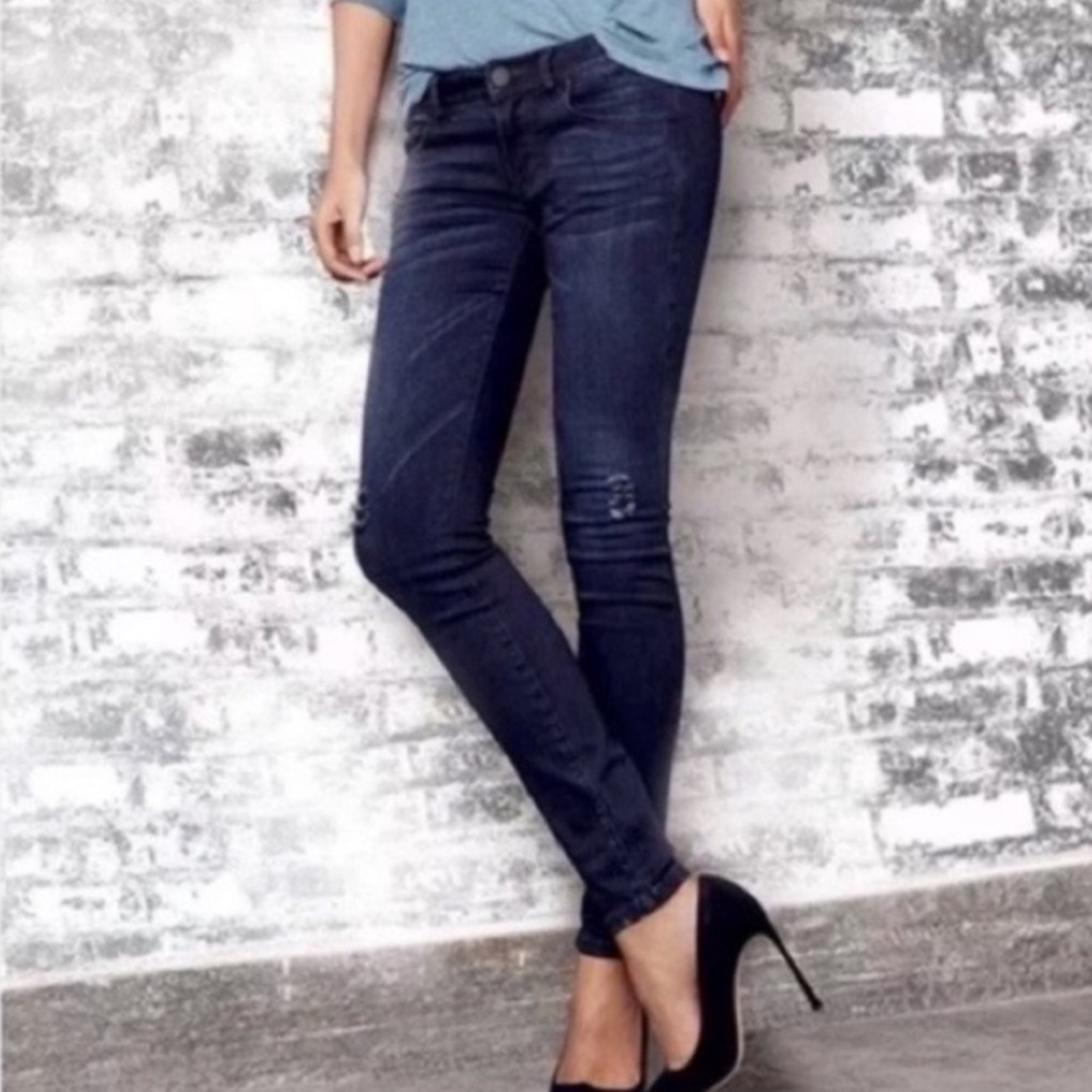 Cabi | Distressed Skinny Jeans Stretch Spandex Dark Blue Size 4